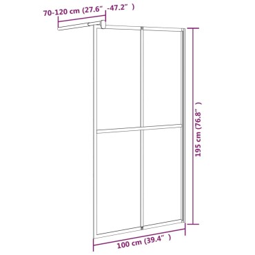 vidaXL Διαχωριστικό Ντουζιέρας 100 x 195 εκ. από Σκούρο Ψημένο Γυαλί