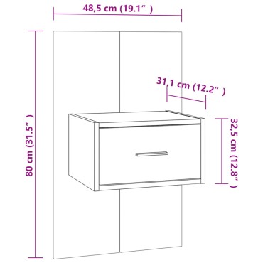 vidaXL Κομοδίνο Επιτοίχιο Λευκό 48,5x32,5x80cm 1 τεμ.