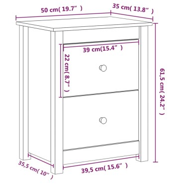 vidaXL Κομοδίνο 50x35x61,5cm από Μασίφ Ξύλο Πεύκου 1 τεμ.