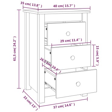 vidaXL Κομοδίνα 2 τεμ. Γκρι 40x35x61,5cm από Μασίφ Ξύλο Πεύκου