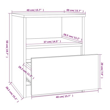 vidaXL Κομοδίνο Καπνιστή Δρυς 40x40x50cm από Επεξεργασμένο Ξύλο 1 τεμ.