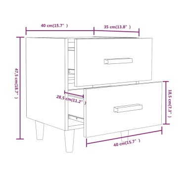 vidaXL Κομοδίνο Καπνιστή Δρυς 40x35x47,5cm 1 τεμ.