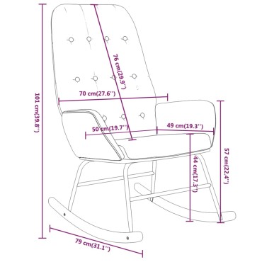 vidaXL Κουνιστή Πολυθρόνα Κρεμ Υφασμάτινη 70x79x101cm 1 τεμ.