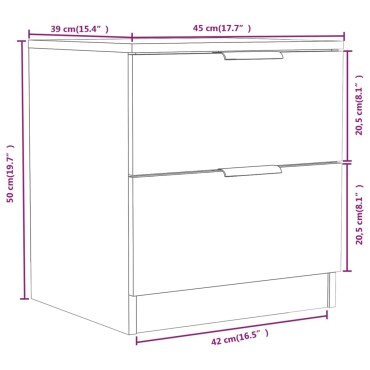 vidaXL Κομοδίνο Sonoma Δρυς από Επεξεργασμένο Ξύλο 45x39x50cm 1 τεμ.