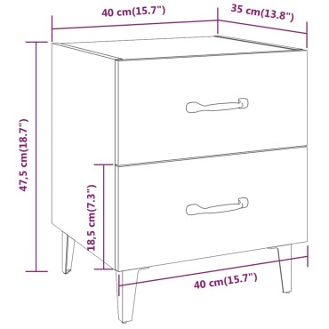 vidaXL Κομοδίνα 2 τεμ. Γκρι Σκυροδέματος 40x35x47,5cm