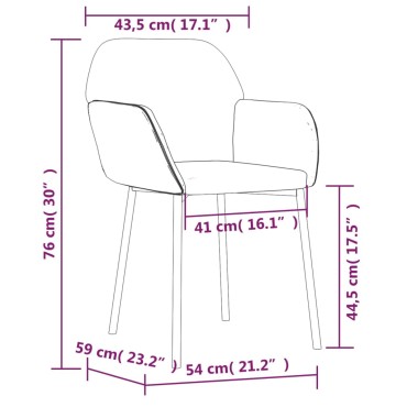 vidaXL Καρέκλες Τραπεζαρίας 2 τεμ. Σκούρο Γκρι Ύφασμα & Συνθ. Δέρμα 54x59x76cm