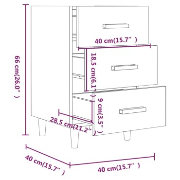 vidaXL Κομοδίνο Γκρι Σκυροδέματος 40x40x66cm από Επεξεργασμένο Ξύλο 1 τεμ.