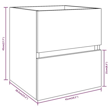 vidaXL Ντουλάπι Νιπτήρα Καπνιστή Δρυς 41x38,5x45cm Επεξεργ. Ξύλο 1 τεμ.