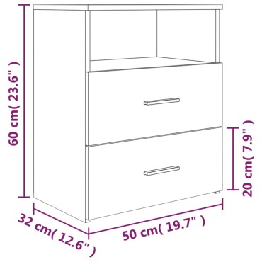 vidaXL Κομοδίνο Καφέ Δρυς 50x32x60cm 1 τεμ.