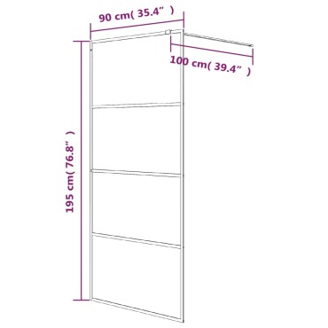 vidaXL Διαχωριστικό Ντουζιέρας Λευκό 90x195 εκ. από Διάφανο Γυαλί ESG