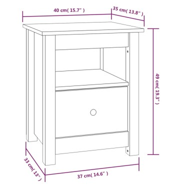 vidaXL Κομοδίνο Λευκό 40x35x49cm από Μασίφ Ξύλο Πεύκου 1 τεμ.