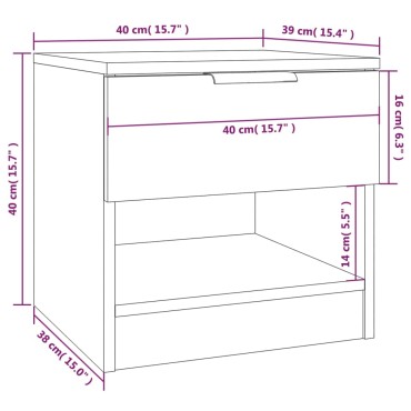 vidaXL Κομοδίνο Λευκό από Επεξεργασμένο Ξύλο 40x39x40cm 1 τεμ.