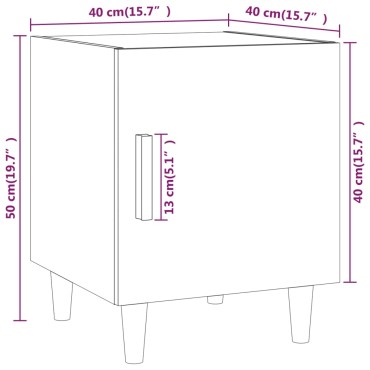 vidaXL Κομοδίνο Μαύρο από Επεξεργασμένο Ξύλο 40x40x50cm 1 τεμ.