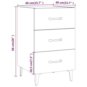 vidaXL Κομοδίνο Λευκό 40x40x66cm από Επεξεργασμένο Ξύλο 1 τεμ.