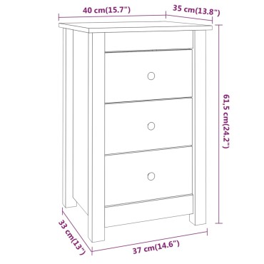 vidaXL Κομοδίνο 40x35x61,5cm από Μασίφ Ξύλο Πεύκου 1 τεμ.