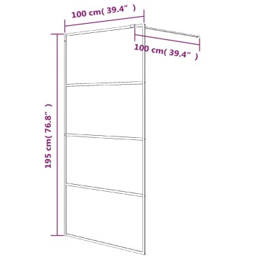 vidaXL Διαχωριστικό Ντουζιέρας Λευκό 100x195 εκ. από Διαυγές Γυαλί ESG