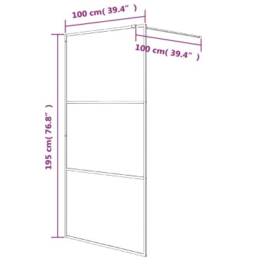 vidaXL Διαχωριστικό Ντουζιέρας Λευκό 100x195 εκ. από Διάφανο Γυαλί ESG