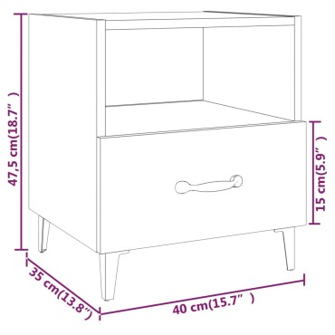 vidaXL Κομοδίνο Γκρι Sonoma από Επεξεργασμένο Ξύλο 40x35x47,5cm 1 τεμ.