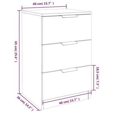 vidaXL Κομοδίνο Sonoma Δρυς 40x36x65cm 1 τεμ.