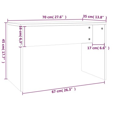 vidaXL Σκαμπό Μπουντουάρ Καπνιστή δρυς 70x35x45cm Επεξ. Ξύλο 1 τεμ.