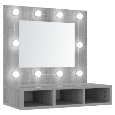 vidaXL Έπιπλο Καθρέπτη με LED Γκρι Sonoma 60x31,5x62cm 1 τεμ.