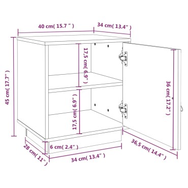 vidaXL Κομοδίνο Λευκό 40x34x45cm από Μασίφ Ξύλο Πεύκου 1 τεμ.