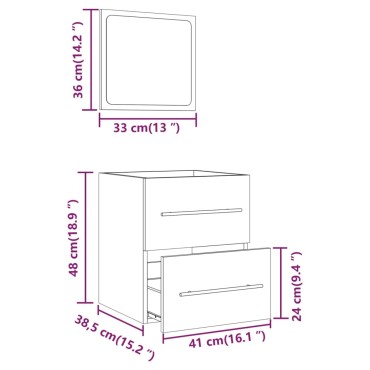 vidaXL Ντουλάπι Μπάνιου με Καθρέφτη Λευκό 41x38,5x48cm