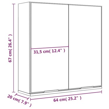 vidaXL Ντουλάπα Καθρέφτη Μπάνιου Λευκή 64x20x67cm 1 τεμ.