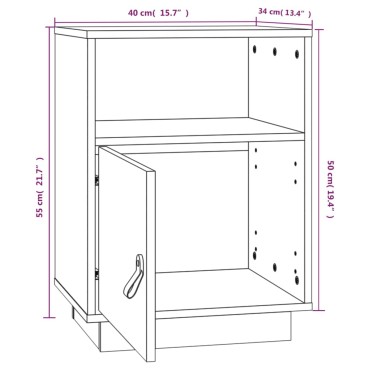 vidaXL Κομοδίνο Καφέ Μελί 40x34x55cm από Μασίφ Ξύλο Πεύκου 1 τεμ.