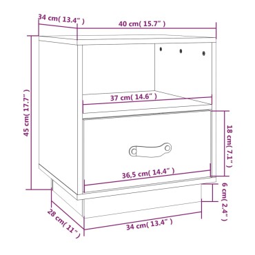 vidaXL Κομοδίνα 2 τεμ. Καφέ Μελί 40x34x45cm από Μασίφ Ξύλο Πεύκου