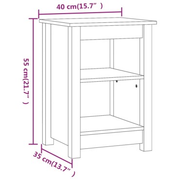 vidaXL Κομοδίνο Γκρι 40x35x55cm από Μασίφ Ξύλο Πεύκου 1 τεμ.