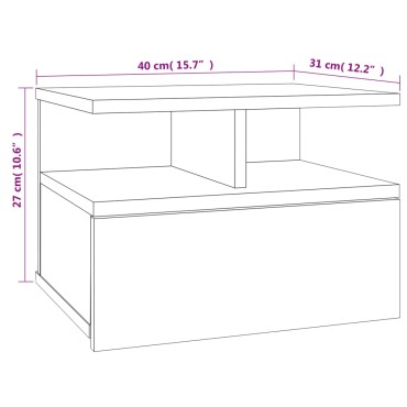 vidaXL Κομοδίνα Κρεμαστά 2 τεμ. Καφέ Δρυς 40x31x27cm Επεξεργ. Ξύλο