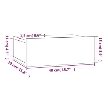 vidaXL Κομοδίνα Κρεμαστά 2 τεμ. Γκρι Sonoma 40x30x15cm Επεξεργ. Ξύλο