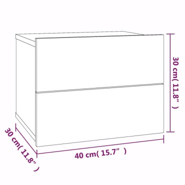 vidaXL Κομοδίνα 2 τεμ. Καπνιστή Δρυς 40x30x30cm από Επεξεργ. Ξύλο