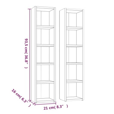 vidaXL Ντουλάπια CD 2 τεμ. Γκρι Sonoma 21x16x93,5cm Επεξεργ. Ξύλο