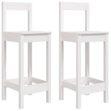 vidaXL Καρέκλες Μπαρ 2 τεμ. Λευκό 40x41,5x112cm Μασίφ Ξύλο Πεύκου