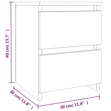 vidaXL Κομοδίνα 2 τεμ. Γκρι Sonoma 30x30x40cm από Επεξεργασμένο Ξύλο