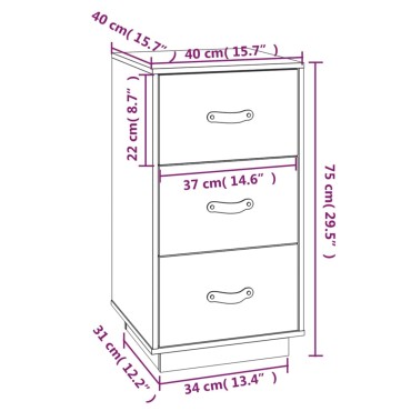 vidaXL Κομοδίνα 2 τεμ. Λευκά 40x40x75cm από Μασίφ Ξύλο Πεύκου