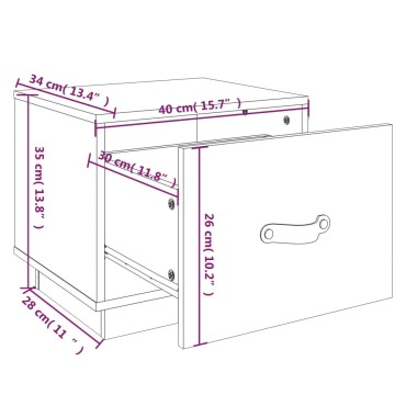 vidaXL Κομοδίνο Γκρι 40x34x35cm από Μασίφ Ξύλο Πεύκου 1 τεμ.