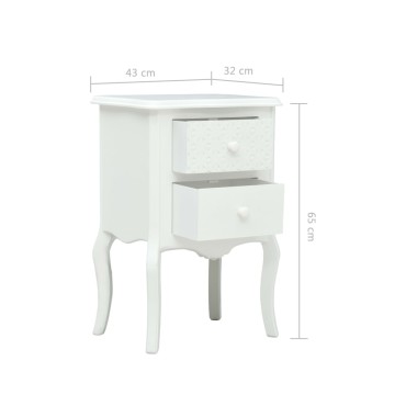 vidaXL Κομοδίνο Λευκό 43x32x65cm από MDF 1 τεμ.