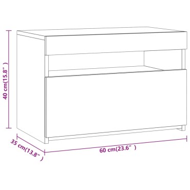 vidaXL Κομοδίνα με LED Γκρι Sonoma 60x35x40cm 1 τεμ.