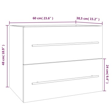 vidaXL Ντουλάπι Νιπτήρα Καφέ δρυς 60x38,5x48cm Επεξεργ. Ξύλο 1 τεμ.