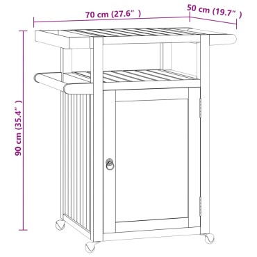 vidaXL Κάβα Ποτών 70x50x90cm από Μασίφ Ξύλο Teak