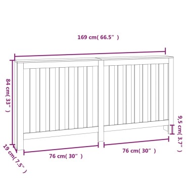 vidaXL Κάλυμμα Καλοριφέρ Μαύρο 169x19x84 εκ. από Μασίφ Ξύλο Πεύκου