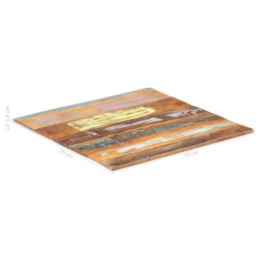 vidaXL Επιφάνεια Τραπεζιού Τετράγωνη 70x70cm 15-16χιλ Μασίφ Ανακ. Ξύλο 1 τεμ.