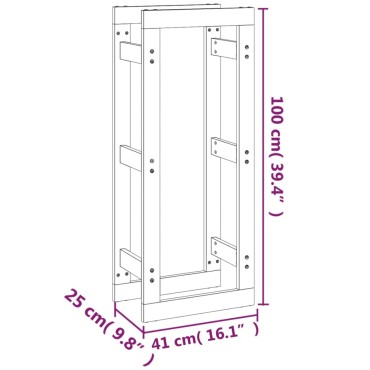 vidaXL Ραφιέρα Καυσόξυλων Λευκή 41x25x100 εκ. από Μασίφ Ξύλο Πεύκου