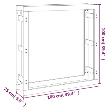 vidaXL Ραφιέρα Καυσόξυλων Μαύρο 100x25x100 εκ. από Μασίφ Ξύλο Πεύκου