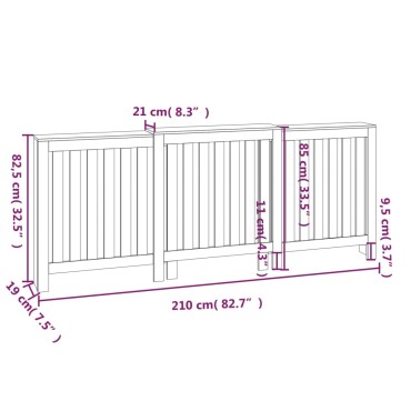 vidaXL Κάλυμμα Καλοριφέρ Μαύρο 210x21x85 εκ. από Μασίφ Ξύλο Πεύκου