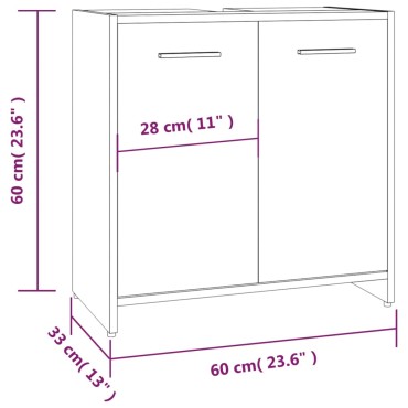 vidaXL Ντουλάπι Μπάνιου Καφέ Δρυς 60x33x60cm Επεξεργασμένο Ξύλο