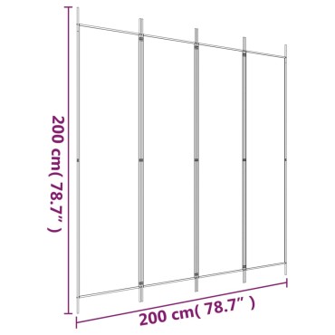 vidaXL Διαχωριστικό Δωματίου με 4 Πάνελ Λευκό 200x200cm από Ύφασμα 1 τεμ.